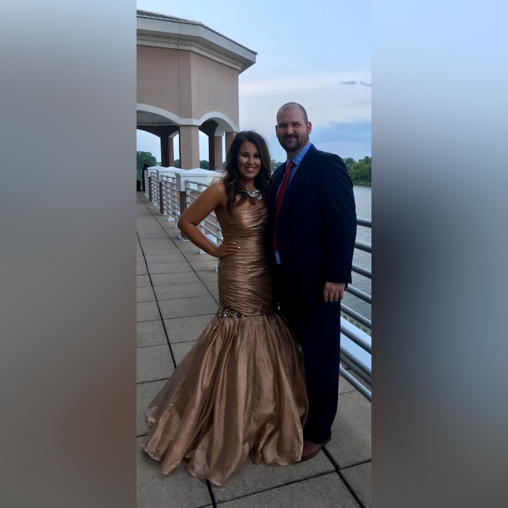 Jovani rose gold prom dress